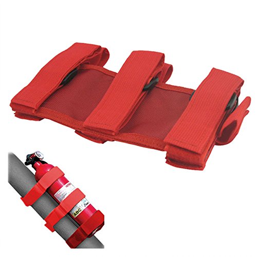 Airkoul Sport Roll Bar Fire Extinguisher Holder For Nylon TJ YJ JK CJ Jeep Wrangler (red)