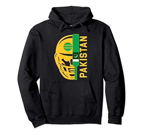 Cricket Pakistan Fan Helmet Ball and Bat Design Pullover Hoodie