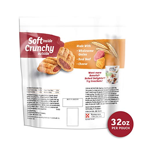 Purina Beneful Made in USA Facilities Dog Treats, Baked Delights Hugs