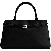 Base’ic Women’s Suede Tote Bag with Gold Hardware – Trendy Slouchy Shoulder Hobo Satchel Handbag Work Purse Travel Gift