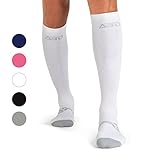 Plus Size Compression Socks 4 Wide Calf, Big and Tall, Men & Women 15-20 mmHg Reduce Pain Swelling. Maternity Nurse Travel Diabetic & Medical (WF LG, WHITE)