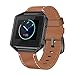 SWEES Leather Bands Compatible with Fitbit Blaze Smart Watch, Genuine Leather Replacement Band with Metal Frame Small & Large for Women Men, Champagne Gold, Rose Gold, Black, Brown, White, Grey, Beige