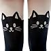 HDE Womens Black Cat Stockings Cute Kitty Mock Thigh High Tights Tattoo Leggings