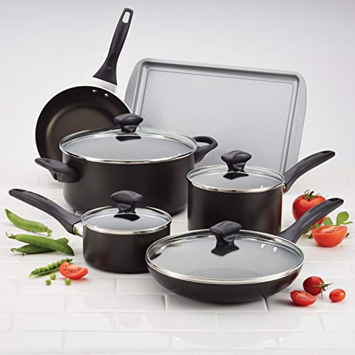 Farberware Dishwasher Safe Nonstick Cookware Pots and Pans Set, 15