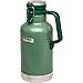 Stanley Classic Easy-Pour Growler 64 oz | Keeps Beer Cold or Coffee Hot | Leakproof Steel Lined Lid and Easy to Carry Handle | Insulated Stainless Steel | BPA-Free | Hammertone Green