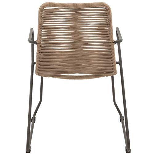 OUTLIV. Maranello Gartenmöbelset 5tlg. Stahl/Teak/Rope, Tisch 180x90, Stapelsessel 60,5x55, Gestell in Anthrazit… – Bild 5