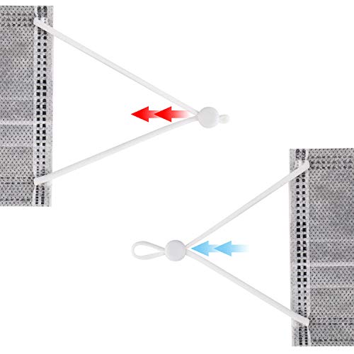 MOTOBA Adjustable Elastic Cord Lock Silicone Toggle Adjuster Non Slip Stopper for Drawstrings, Elastic Bands, Sewing (White,100pcs)