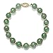 Belacqua Natural Green Jade Bead Bracelet in 14K Yellow Gold, Round 8mm, Length - 7.5 Inches, Fishhook Clasp, Jewelry for Women, Gift Box Included