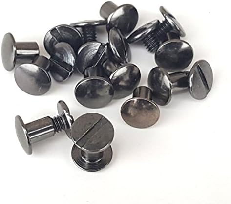 100 Pack 1/4" Black Gun Metal Solid Chicago Screws Leather Repair Screw Post Fastener
