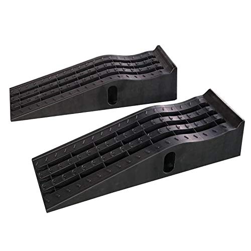 KATSU Plastic Car Ramps, Extra Wide, 2 Pieces Heavy Duty Garage Ramps for Lifting Automotive Vehicles Workshop Car Service and Repair 161920