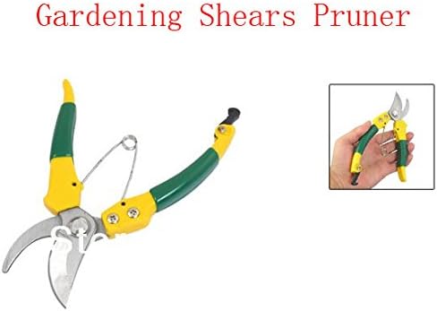 Green Yellow Grip Home Gardening Lock Spring Pruning Shears Snip Tool Pruner