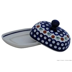 Bunzlauer petit 1/2 beurrier ovale motif 41 de beurre