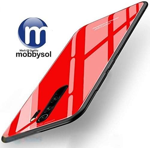 Oppo Reno 2f Back Cover mobbysol® Shockpoof Glassback Side Soft Bumper Case Cover for Oppo Reno 2F / Reno2 F (Oppo Reno2 F, Glass Red)