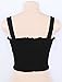 KAMISSY Women's Frill Smocked Cop Tank Top Tie Shoulder Strap Vest,Black,Small