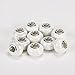 BRCbeads 10Pcs Silver Plate White Color Porcelain Murano Lampwork European Glass Beads Spacers