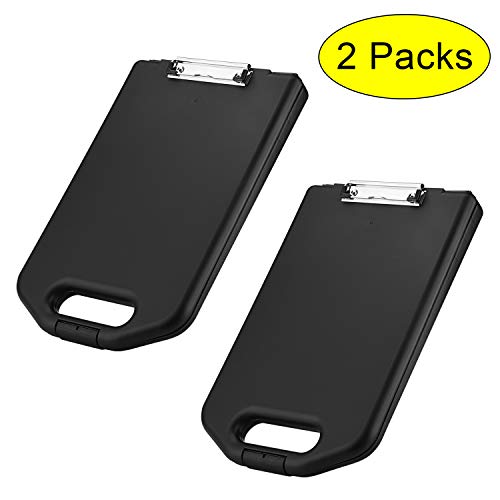 ZCZN Plastic Portable Clipboard Case, with Handle Suitable for School,Utility,Industrial Office, Medical Personnel, Black, Set of 2