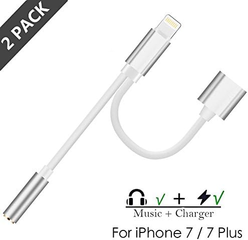 Iphone 7 / 7 plus Adapter,INGOUE 2 in 1 Lightning Adapter and Charger, Lightning to 3.5mm Aux Headphone Jack Audio Adapter for iPhone 7 / 7 plus adapter (colour-020)