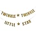 Tinksky TWINKLE TWINKLE LITTLE STAR Banner Baby Shower Birthday Party Decoration (Gold)