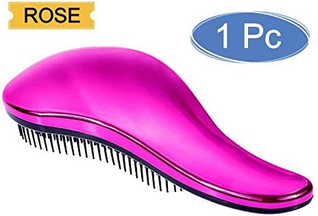 ADONIZ Premium Electroplate Proffessional Magic Anti-static Hair Brush Handle Tangle Detangling Comb Shower Massage Comb Salon Hair Styling Tool (BUY 1 PC @, ROSE)