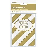 Golden Birthday Party Invitations, 8ct