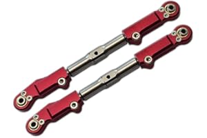 GPM RACING 2Pc Set Upgrades Aluminum+Stainless Steel Front Camber Link Set 1/8 4Wd Sledge Monster Truck（95076-4） RC Cars by GPM (red)