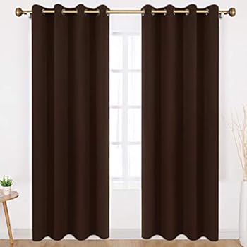 HOMEIDEAS Blackout Curtains Wide 52 X 84 inches Long Set of 2 Panels Chocolate Brown Room Darkening Curtains/Drapes, Thermal Insulated Grommet Window Curtains for Bedroom & Living Room