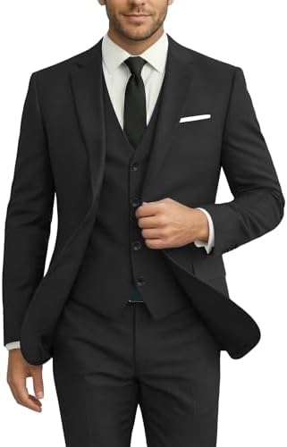 Diaryan Men Suits 3 Pieces Set Slim Fit Wedding Suit Groomsmen Prom Suit  Tuxedo Business Formal Casual Groom Suit Jacket Blazer Pants, Black, L  price in UAE | Amazon UAE | kanbkam