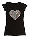 Women's Rhinestone Fitted Tight Snug Shirt Crystal Baseball Heart