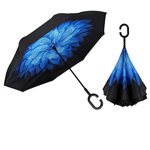 MRTLLOA Windproof Inverted Reverse Umbrella with UV Protection, C