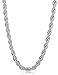 FIBO STEEL 4mm Stainless Steel Rope Chain Necklace for Men 16 inches Silver-tone