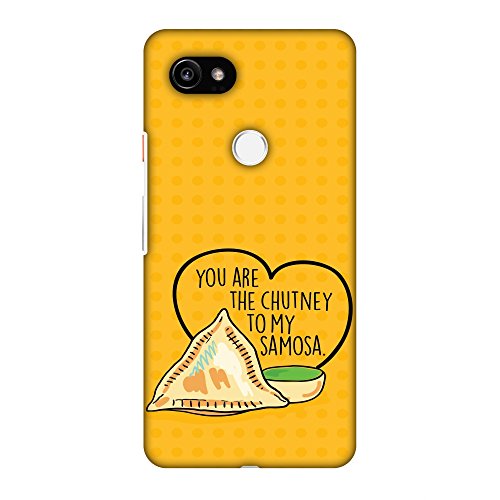 AMZER Slim Fit Handcrafted Designer Printed Hard Shell Back Cover Skin for Google Pixel 2 XL - You are The Chutney to My HD Color, Thin Protective Case