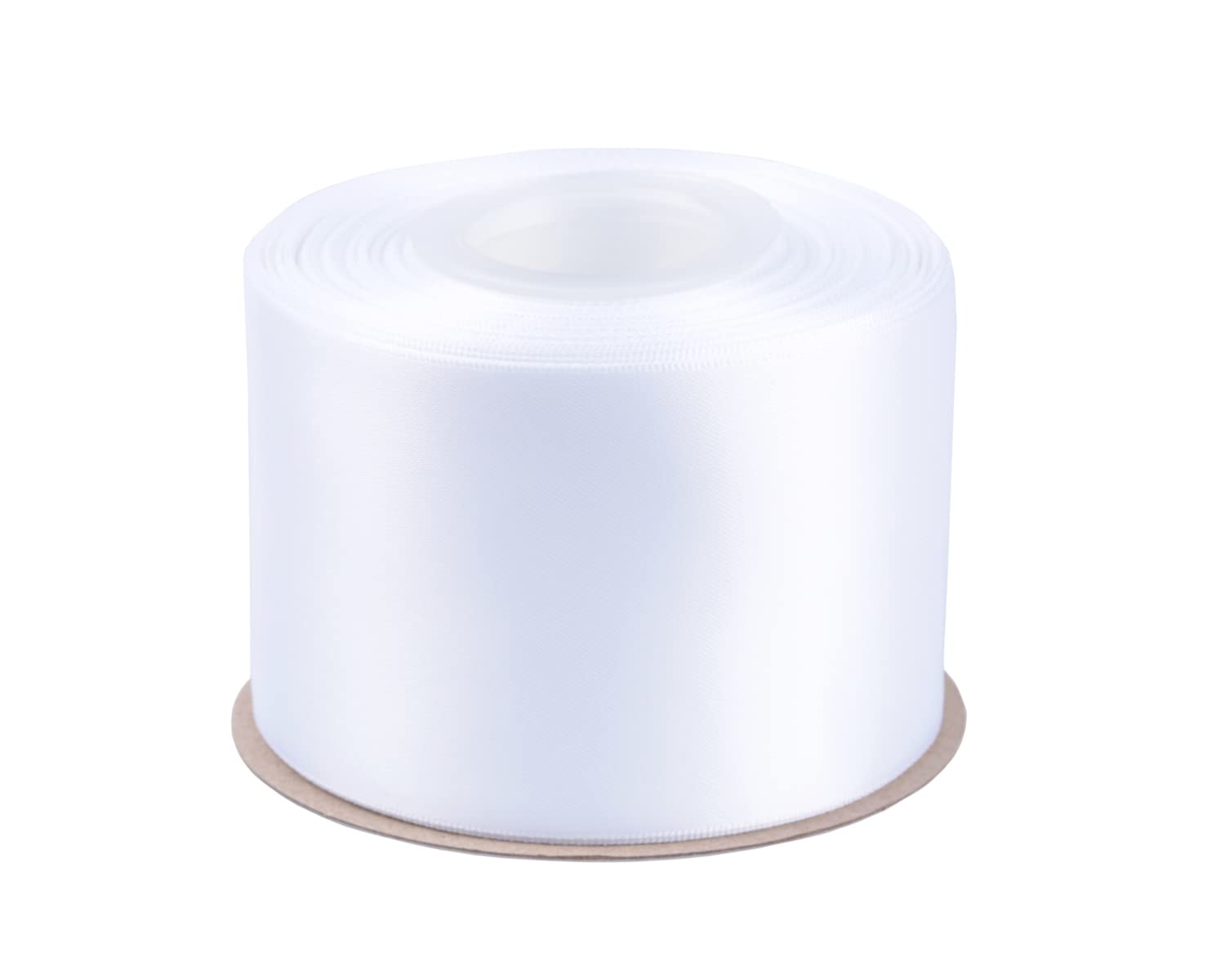 Fondersy 63mm X 22M Double Faced Satin Ribbon White Polyester Ribbon for Gift Wrapping Wedding Decoration Floral Arrangement Crafts