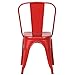 Poly and Bark Metal Modern Dining Chair, Industrial Mid Century Kitchen Cafe Restaurant Side Chair, Stackable, Red (Set of 4)