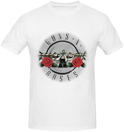 DIYCloTH Men's Greatest Hits Guns N' Roses Short Round T-shirt White L