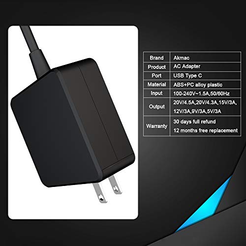 Feirsh 87W USB-C Power Adapter, 90W Type C AC Laptop Charger Cord Replacement for MacBook Pro,HP,Dell,Lenovo and Other USB C Laptops Pads or Phones - Thumbnail 6