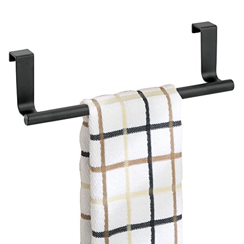 mDesign Decorative Kitchen Over Towel Bar Hang on Inside or Outside of Doors, Storage