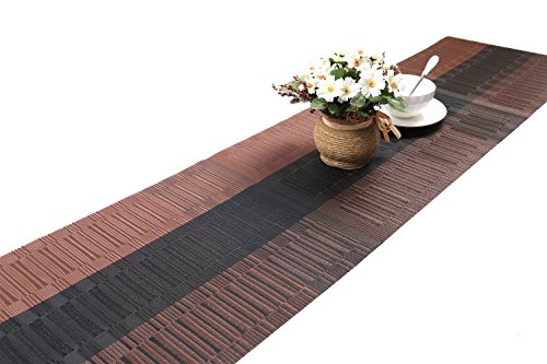 Shacos woven vinyl table runners for kitchen dining tab…