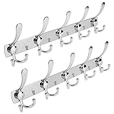 Trotinic Wall Mounted Coat Hooks,2 Pack 15 Hooks Stainless Steel Clothes Hooks Coat Rack Coat for Robe Hat Handbag
