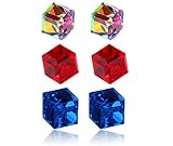 LF Womens Girls Red Blue Rainbow Austrian Crystal