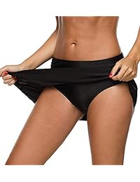 Bikini con falda y pantalón de baño con pliegues en la parte inferior, con vuelo y volantes, para dama