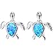 Adeser Jewelry Girls Lab Opal Turtle 925 Silver Studs Promise Wedding Best Friend Party Stud Earrings for Her (Blue)