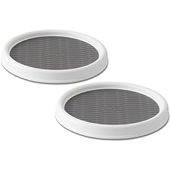 Copco 5220590 Non-Skid Pantry Cabinet Lazy Susan Turntable, 9-Inch, White/Gray, 2-Pack