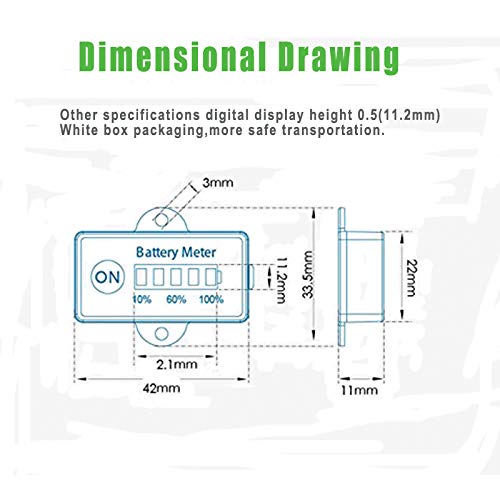 Jayron JR-BI005 Mini LED Battery Indicator Battery Fuel gauges for General 12V 24V Battery (Lead Acid Battery)