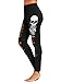 Women's Elastic Drawstring Gothic Cutout Halloween Sugar Skull Leggings B XXL Black