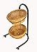 FixtureDisplays 3 Tier Wicker Basket Metal Stand with Sign Clips, Market Basket Storage Organizer 19425