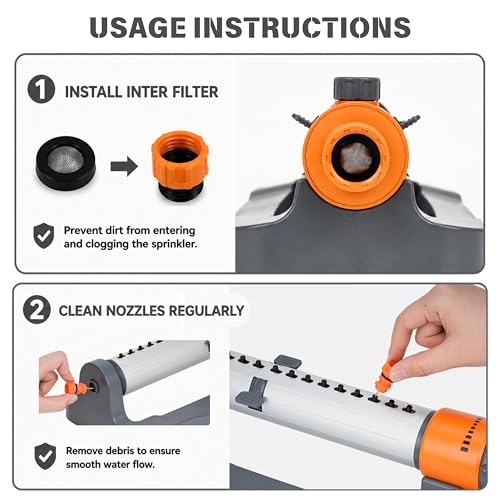 Lawn Sprinkler, Oscillating Sprinkler for Yard, 3-Way Adjustable with 18 Precision Nozzle for Garden, Small Areas, Garss, Outside Heavy Weight Base