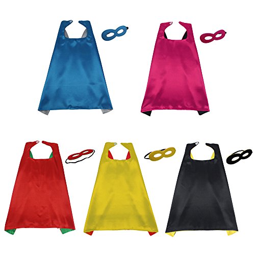 iROLEWIN Dress Up Capes and Masks Reversible Dual Color for Children s Superhero Party Favor Costume Sets