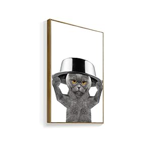Framed Canvas Wall Art for Living Room, Bedroom Humorous Cat Canvas Prints for Home Decoration Ready to Hanging - 16x24 inches