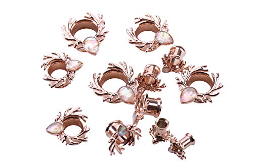 WBRWP 2pcs Rosegold Stainless Steel Ear Plugs and Tunnels - Ear Expander Ear Gauges Stretcher Body Piercing Jewelry 0g(8mm)