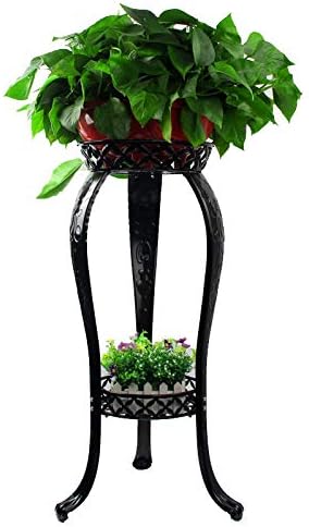 32" Plant Stand Metal Flower Holder Pot with 2 Tier Garden Decoration Display Patio Standing Plant Flower Pot Rack Display Shelf for Garden Office Indoor Outdoor